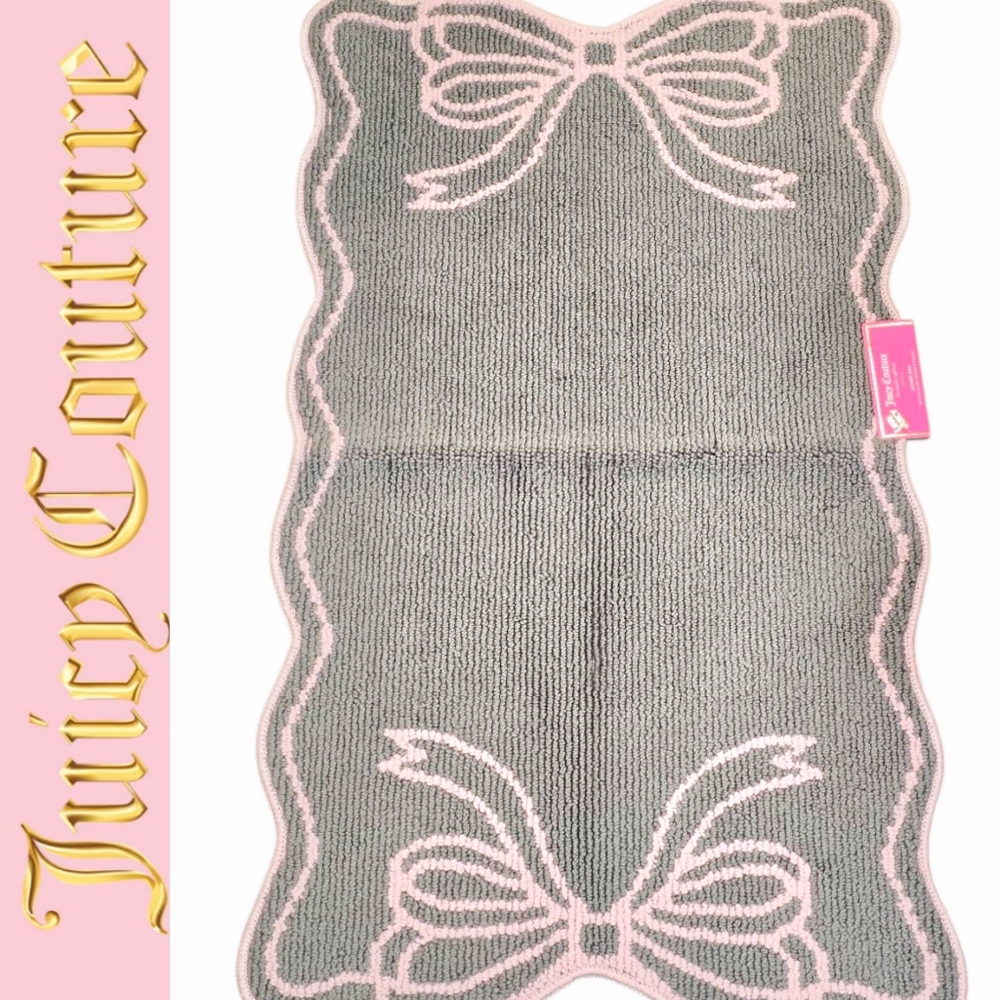 Juicy Couture Home Pink Bow Trim Scalloped Edge Accent Rug